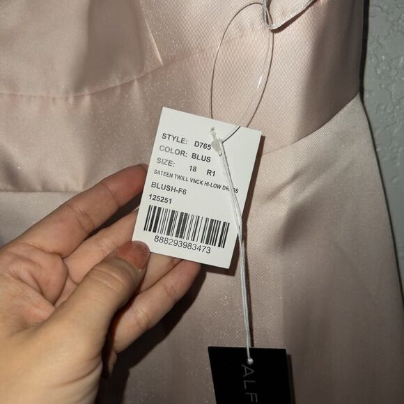 NWT Alfred Sung Blush Cocktail V-Neck Dress Size 18 - Picture 7 of 9